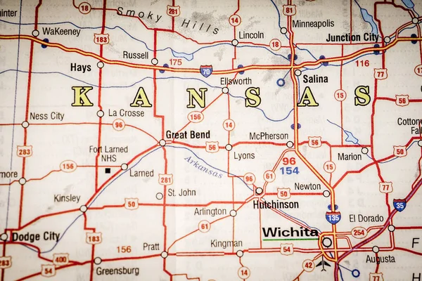 Kansas Verenigde Staten Kaart Achtergrond — Stockfoto