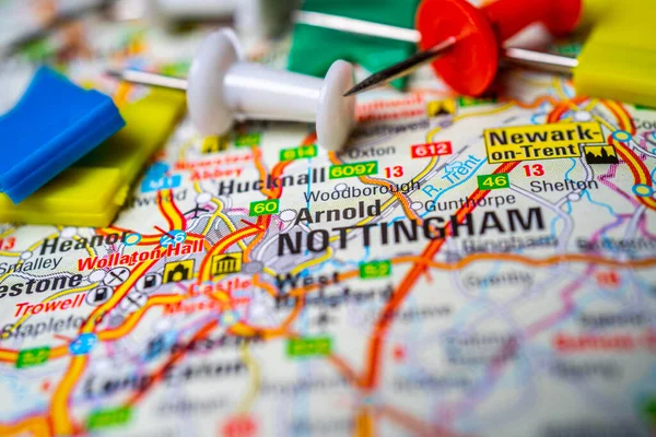 Nottingham England Kartan Över Europa — Stockfoto