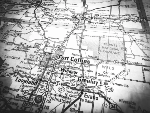 Fort Collins Usa Karte Hintergrund — Stockfoto