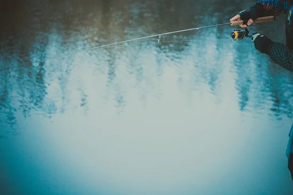 Риболовля Форелі Озері Риболовля Відпочинок — стокове фото