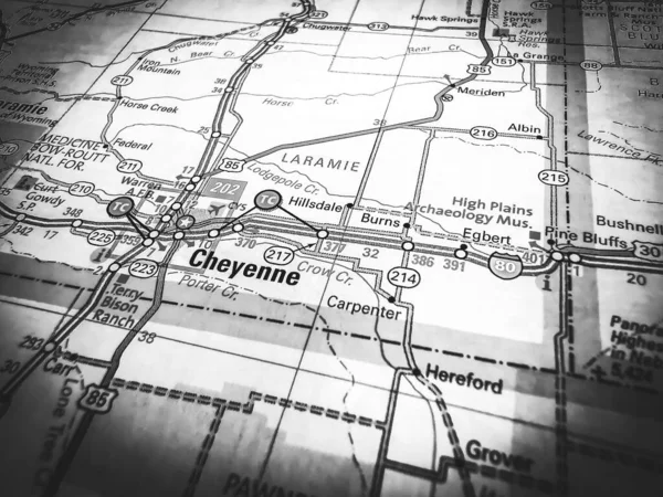 Cheyenne Mapa Dos Eua — Fotografia de Stock