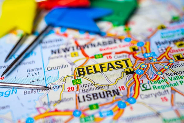 Belfast Auf Einer Europakarte — Stockfoto