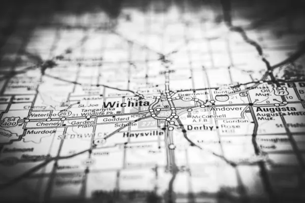Wichita Usa Mapa Cestovní Zázemí — Stock fotografie