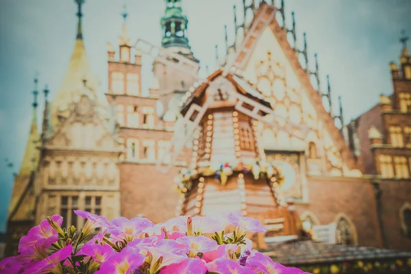 Piękny Rynek Wrocławiu Piękne Stare Domy — Zdjęcie stockowe