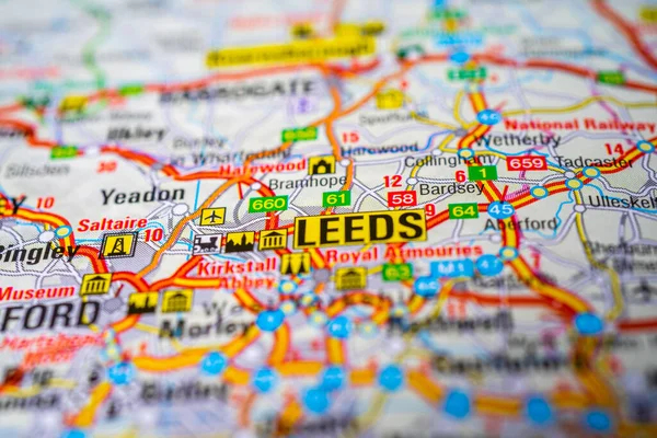Leeds Kartan Över Europa — Stockfoto