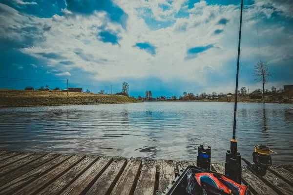 Риболовля Заміський Відпочинок Тло Тему Рекреації — стокове фото