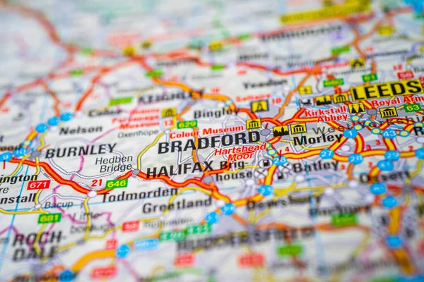 Bradford Mapa Europa — Fotografia de Stock