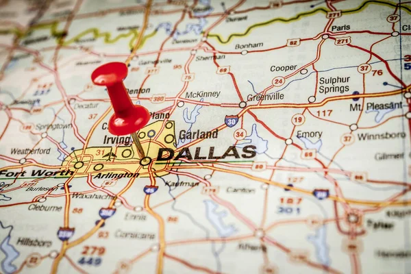 Dallas Sur Carte Des États Unis — Photo