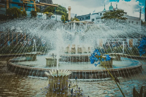 Kopenhag 'daki güzel park ve bahçe. Çekim