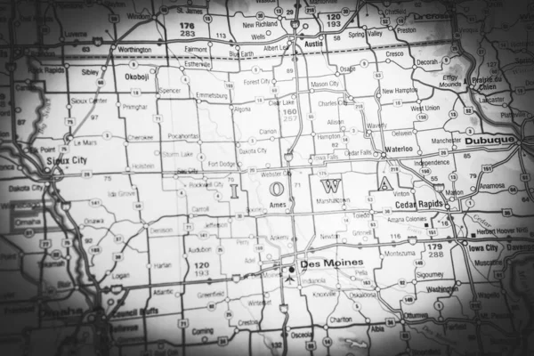 Haritada Iowa Durumu — Stok fotoğraf