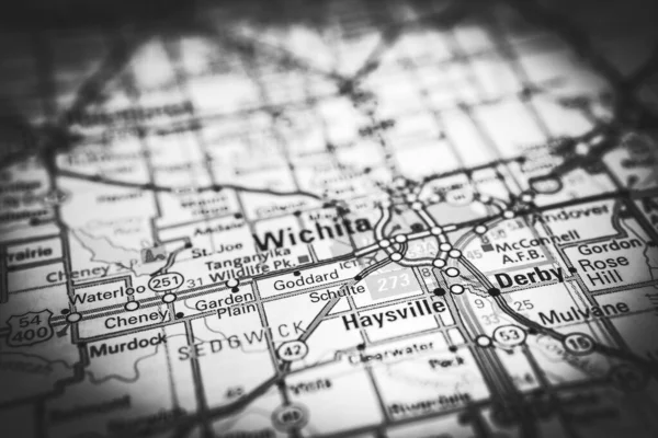 Wichita Usa Térkép Utazási Háttér — Stock Fotó