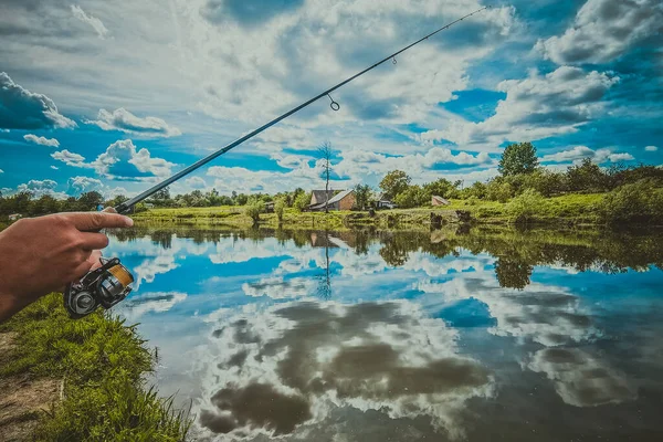 Pesca Descanso Rural Antecedentes Sobre Tema Recreação — Fotografia de Stock