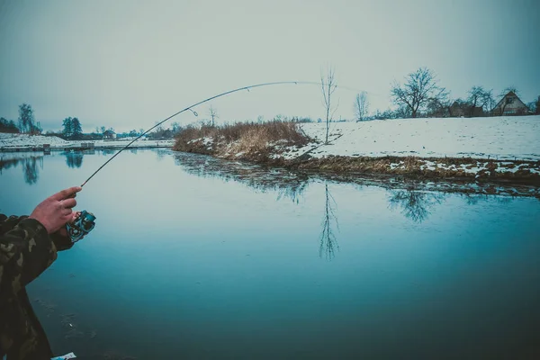 Pêche Truite Sur Lac — Photo