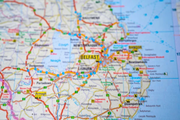 Belfast Karta Över Europa Bakgrund Stockbild