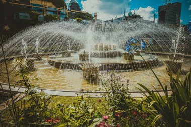 Kopenhag 'daki güzel park ve bahçe. Çekim