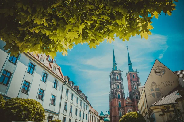 Wspaniała Architektura Wrocławskie Kościoły — Zdjęcie stockowe
