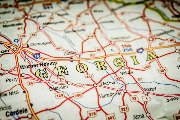 Georgië Kaart Reisachtergrond Verenigde Staten — Stockfoto