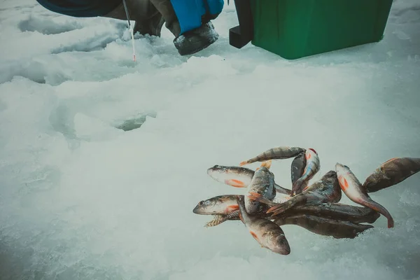 Hiver Fond Pêche Sur Glace — Photo