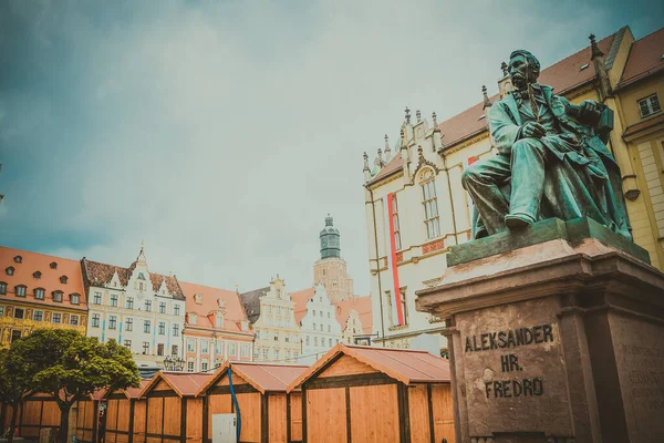 Wroclaw Daki Güzel Pazar Meydanı Güzel Eski Evler — Stok fotoğraf