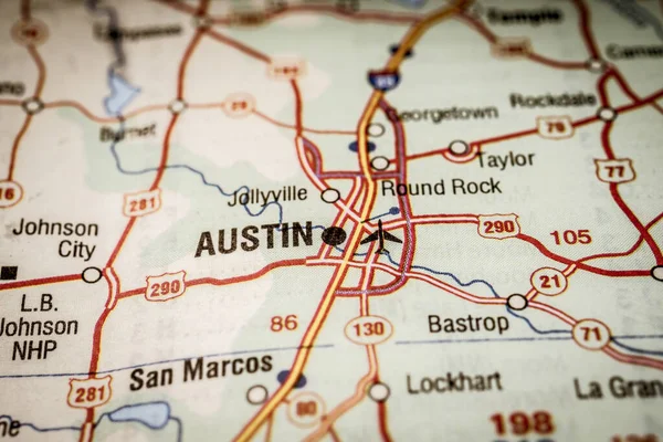 Austin Usa Mapa Viagens Fundo — Fotografia de Stock