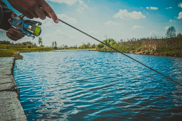 Pesca Descanso Rural Antecedentes Sobre Tema Recreação — Fotografia de Stock