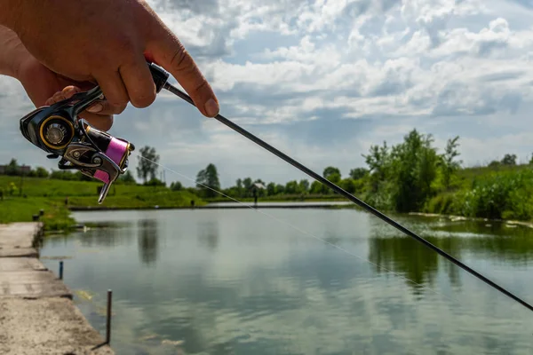 Pesca Sul Lago Fondo Pesca — Foto Stock