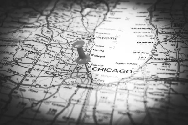 Σικάγο Στο Χάρτη — Φωτογραφία Αρχείου