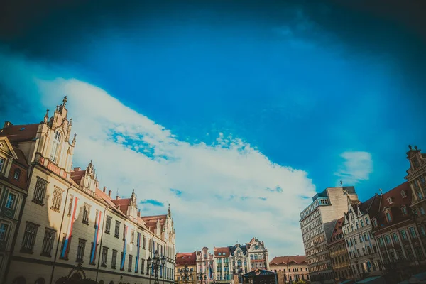 Rynek Centralny Wrocławiu Starymi Kolorowymi Domami — Zdjęcie stockowe