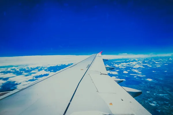 Вид Окна Самолета Крыло — стоковое фото