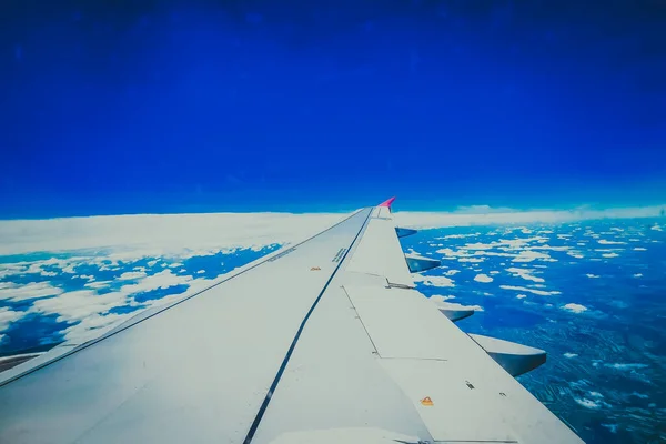 Vista Desde Ventana Del Avión Ala — Foto de Stock