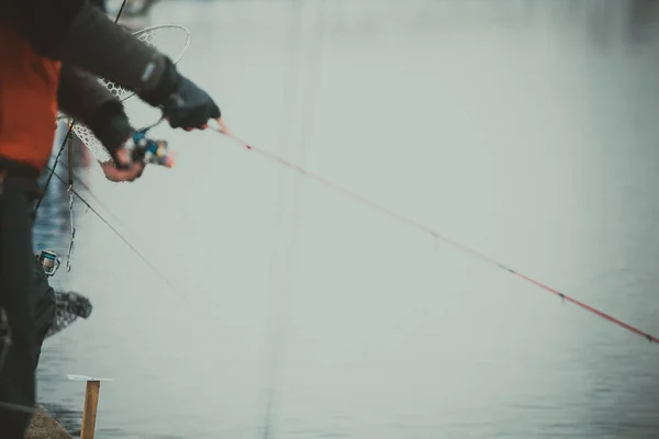 Pêche Truite Sur Lac — Photo