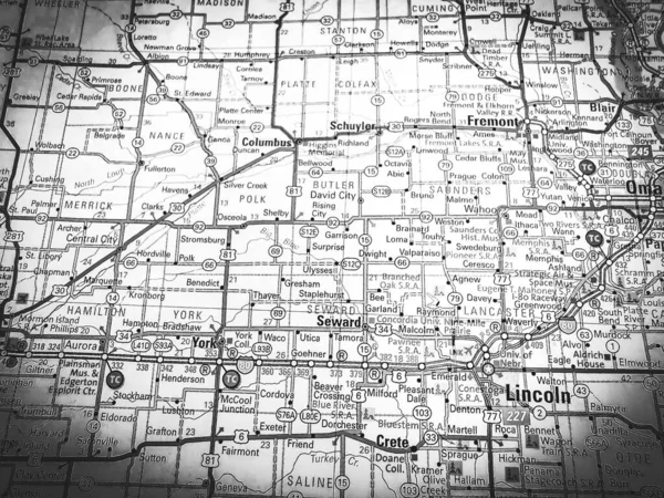 Lincoln Mapě Usa — Stock fotografie