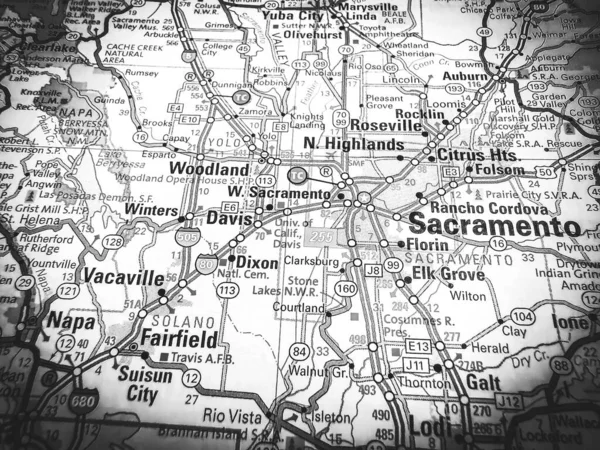 Sacramento Mapa Dos Eua — Fotografia de Stock