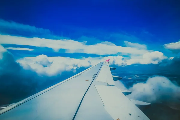 Vista Desde Ventana Del Avión Ala — Foto de Stock