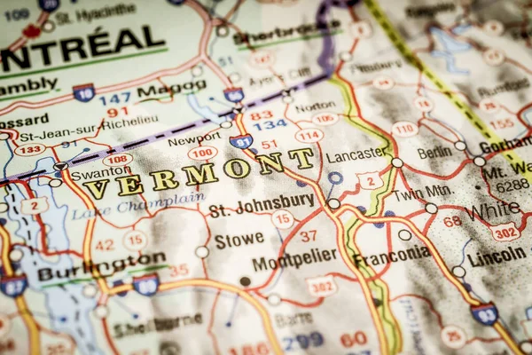 Vermont Mapa Dos Eua — Fotografia de Stock