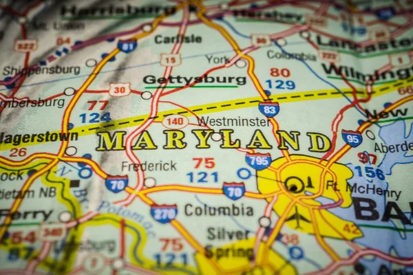 Maryland Mapa —  Fotos de Stock