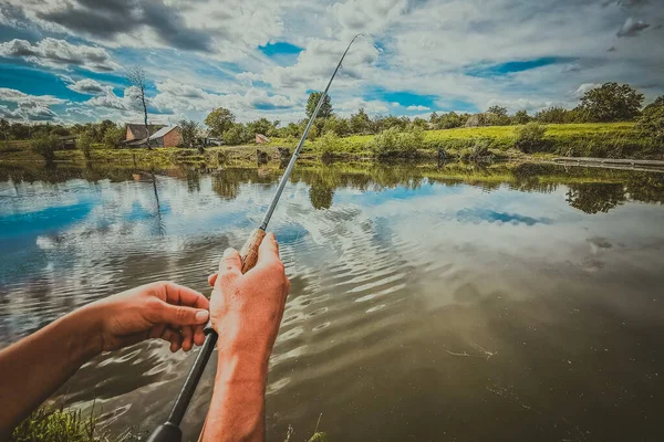 Pesca Descanso Rural Antecedentes Sobre Tema Recreação — Fotografia de Stock