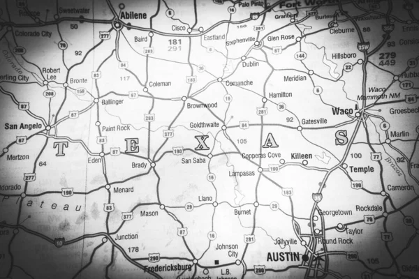 Austin Mapie Podróży Tło Usa — Zdjęcie stockowe