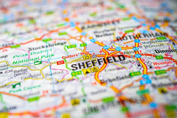 Sheffield Avrupa Haritasında — Stok fotoğraf