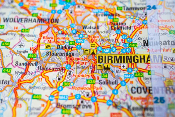Birmingham Kartan Över Europa — Stockfoto