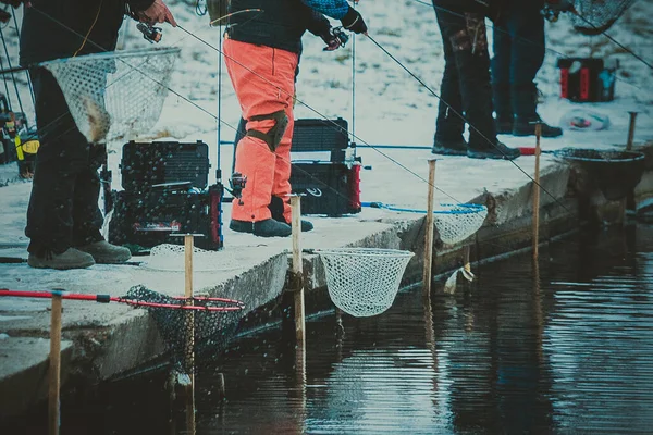 Rybaření Pstruhů Jezeře Rybolovná Rekreace — Stock fotografie