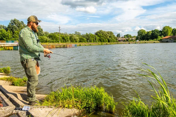 Pescador Lago Naturaleza Relajación — Foto de Stock