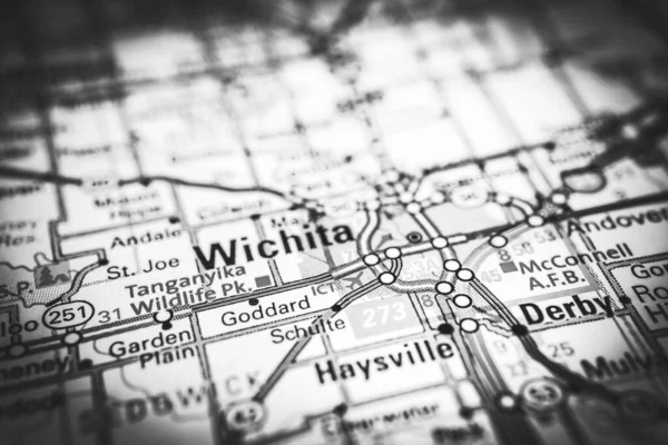 Wichita Usa Mapa Fondo Viaje —  Fotos de Stock