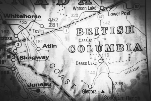 Columbia Británica Canadá Mapa Fondo — Foto de Stock