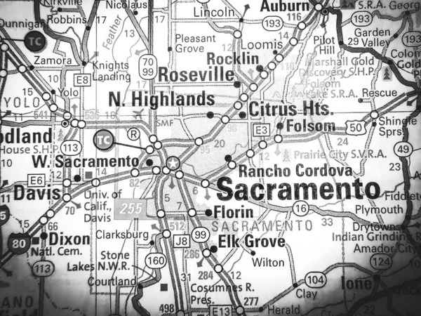 Sacramento Mapa Dos Eua — Fotografia de Stock