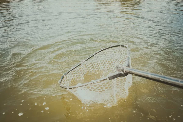 Pêche Truite Dans Lac Pêche Loisirs — Photo