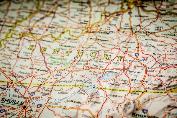 ウサ地図上のケンタッキー州の背景 — ストック写真