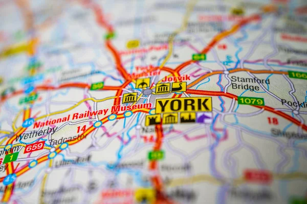 York Inglaterra Mapa Europa — Fotografia de Stock