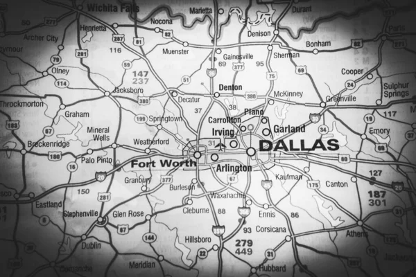 Dallas Mapa Fondo Viaje —  Fotos de Stock