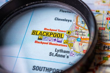 Blackpool on map of Europe clipart